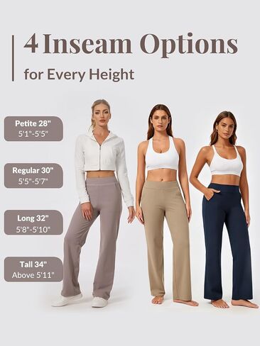 Women's Wide Leg Yoga Dress Pants Soft Comfy Casual Sweatpants with Pockets Petite/Regular/Tall in Kuwait