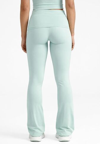 Style & Republic Women's Flared Leggings in Soft Cotton – Fold-Over Yoga Pants, Bootcut Style, Wide Leg, Flared Trousers in Kuwait