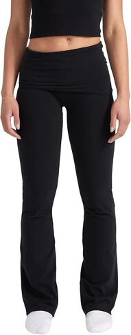 Style & Republic Women's Flared Leggings in Soft Cotton – Fold-Over Yoga Pants, Bootcut Style, Wide Leg, Flared Trousers in Saudi Arabia