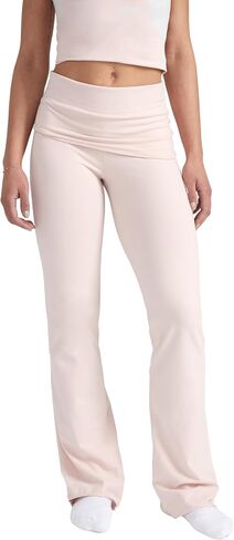 Style & Republic Women's Flared Leggings in Soft Cotton – Fold-Over Yoga Pants, Bootcut Style, Wide Leg, Flared Trousers in Kuwait