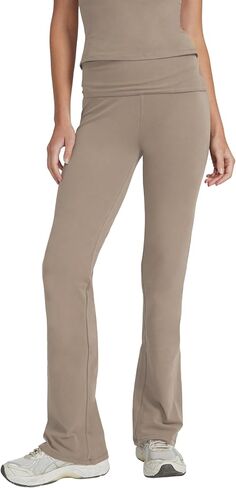 Style & Republic Women's Flared Leggings in Soft Cotton – Fold-Over Yoga Pants, Bootcut Style, Wide Leg, Flared Trousers in Kuwait