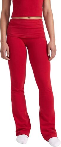 Style & Republic Women's Flared Leggings in Soft Cotton – Fold-Over Yoga Pants, Bootcut Style, Wide Leg, Flared Trousers in Kuwait