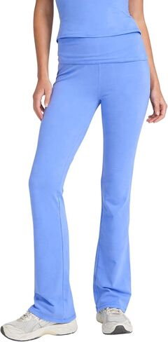 Style & Republic Women's Flared Leggings in Soft Cotton – Fold-Over Yoga Pants, Bootcut Style, Wide Leg, Flared Trousers in Kuwait