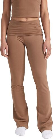 Style & Republic Women's Flared Leggings in Soft Cotton – Fold-Over Yoga Pants, Bootcut Style, Wide Leg, Flared Trousers in Kuwait