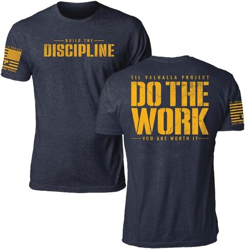 Til Valhalla Project Do the Work Graphic Tee, Veteran Owned & Operated, Proudly Printed in The USA in Saudi Arabia