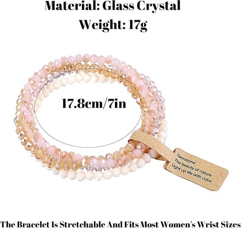 Ymapinc 4pcs Pink Bracelet for Women, Boho Stackable Bead Bracelet Set for Mothers Day, Pink Crystal Stretch Bracelets, Trendy Friendship/Mothers Day Gifts (4mm Beads) in Saudi Arabia