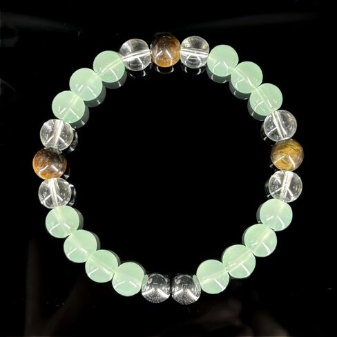 Bracelets for Women Men Natural Stone Tiger's Eye Hematite Green Aventurine Clear Quartz Elastic Yoga Beads Bracelet Wealth Amulet Prosperity Money Good Luck Spiritual Jewelry Gift in Kuwait
