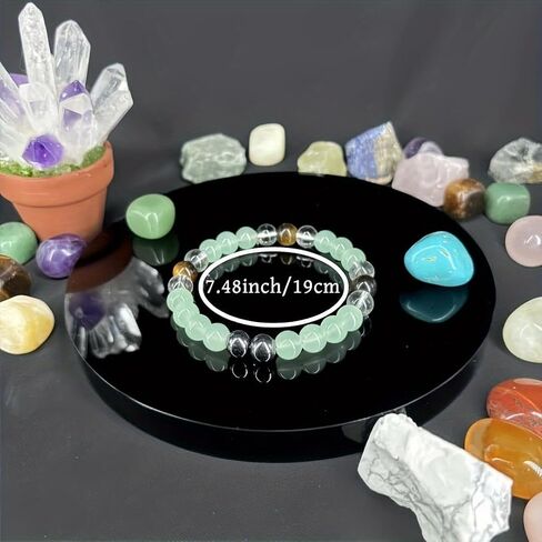 Bracelets for Women Men Natural Stone Tiger's Eye Hematite Green Aventurine Clear Quartz Elastic Yoga Beads Bracelet Wealth Amulet Prosperity Money Good Luck Spiritual Jewelry Gift in Kuwait