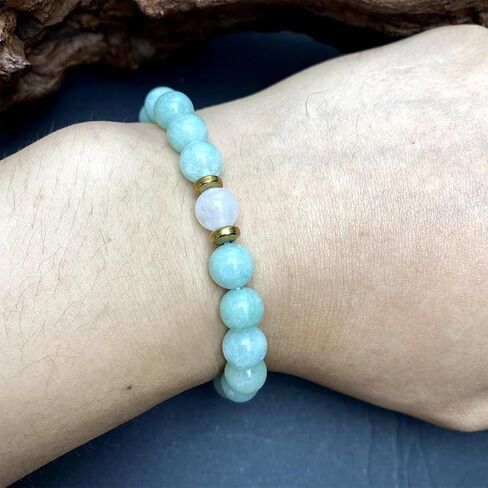 Beaded Stretch Bracelets for Women Moonstone Beaded Bracelets for Men Jewelry Gift for Yoga, No Scratch, Crack & Color Difference, Upgraded 2mm Thick Durable Elastic Cord for No Breaking in Kuwait