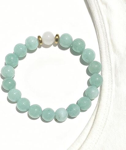 Beaded Stretch Bracelets for Women Moonstone Beaded Bracelets for Men Jewelry Gift for Yoga, No Scratch, Crack & Color Difference, Upgraded 2mm Thick Durable Elastic Cord for No Breaking in Kuwait