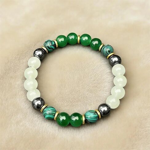 Beaded Stretch Bracelets for Women Malachite Bracelet for Mental Balance Handmade Natural Crystal Beads Jewelry in Kuwait