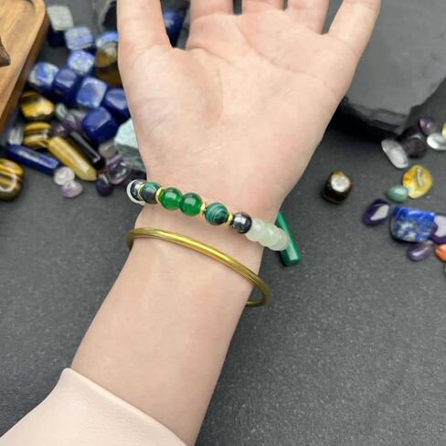Beaded Stretch Bracelets for Women Malachite Bracelet for Mental Balance Handmade Natural Crystal Beads Jewelry in Kuwait