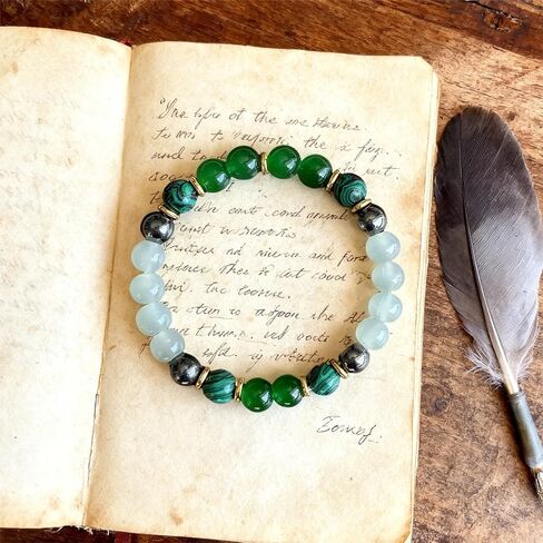 Beaded Stretch Bracelets for Women Malachite Bracelet for Mental Balance Handmade Natural Crystal Beads Jewelry in Kuwait