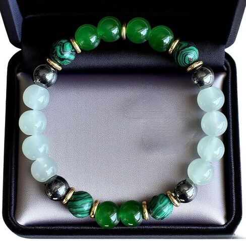 Beaded Stretch Bracelets for Women Malachite Bracelet for Mental Balance Handmade Natural Crystal Beads Jewelry in Kuwait
