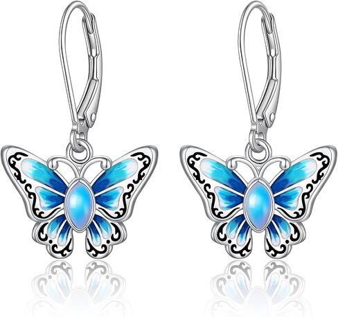 Butterfly Earrings for Women S925 Sterling Silver Turquoise Butterfly Earrings Dangle Blue Opal Jewelry Birthday Gifts in Kuwait