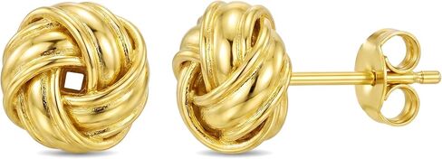 14K Gold Love Knot Stud Earrings for Women 10mm Small Ball Post Earrings Hypoallergenic Woven Mesh Knotty Jewelry Gift for Her in Saudi Arabia