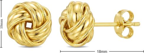 14K Gold Love Knot Stud Earrings for Women 10mm Small Ball Post Earrings Hypoallergenic Woven Mesh Knotty Jewelry Gift for Her in Saudi Arabia