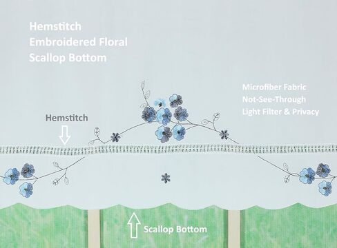 Today's Curtain, AMZ Christine Hemstitch Valance 12", White/Blue, 58" W x 12" L in Saudi Arabia