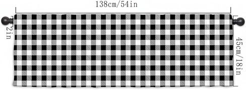 2 Pack Black and White Checkered Valances Window Treatments Buffalo Plaid Bathroom Bedroom Living Room Farmhouse Design Decoration Kitchen Curtains Rod Pocket 54x18 in in Kuwait