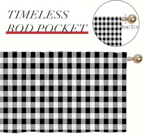 2 Pack Black and White Checkered Valances Window Treatments Buffalo Plaid Bathroom Bedroom Living Room Farmhouse Design Decoration Kitchen Curtains Rod Pocket 54x18 in in Kuwait