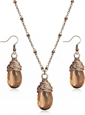 Brown Jewelry Sets for Women, Boho Western Chunky Resin Teardrop Necklace and Earrings Set, Vintage Gold Acrylic Dangle Earrings, Bohemian Statement Jewelry Gifts for Party in Saudi Arabia
