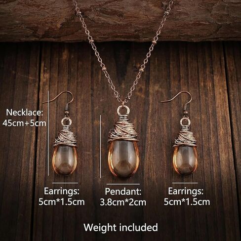 Brown Jewelry Sets for Women, Boho Western Chunky Resin Teardrop Necklace and Earrings Set, Vintage Gold Acrylic Dangle Earrings, Bohemian Statement Jewelry Gifts for Party in Saudi Arabia