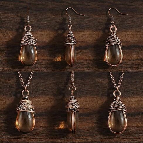 Brown Jewelry Sets for Women, Boho Western Chunky Resin Teardrop Necklace and Earrings Set, Vintage Gold Acrylic Dangle Earrings, Bohemian Statement Jewelry Gifts for Party in Saudi Arabia