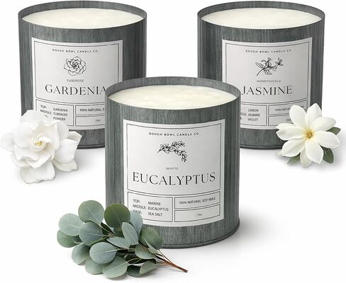 Dough Bowl Candle Co. Wickless Candles for Candle Warmer Lamp - Set of 2 Jar Candles for Warmer Lamp, Wax Melts Strong Scent in Eucalyptus and Jasmine, Flameless No Wick Scented 100% Soy Wax in Saudi Arabia