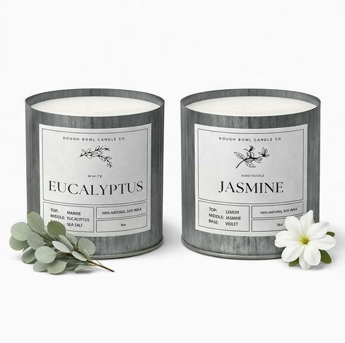 شركة Dough Bowl Candle Co. شموع غير قابلة للاشتعال لمصباح تدفئة الشموع - مجموعة من شمعتين لمصباح أكثر دفئًا، يذوب الشمع رائحة قوية في الأوكالبتوس والياسمين، عديم اللهب بدون رائحة فتيل 100% شمع الصويا in Kuwait