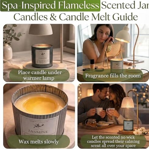 شركة Dough Bowl Candle Co. شموع غير قابلة للاشتعال لمصباح تدفئة الشموع - مجموعة من شمعتين لمصباح أكثر دفئًا، يذوب الشمع رائحة قوية في الأوكالبتوس والياسمين، عديم اللهب بدون رائحة فتيل 100% شمع الصويا in Kuwait