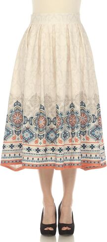 white mark Women's Pleated Skirt with Border Prints in Saudi Arabia