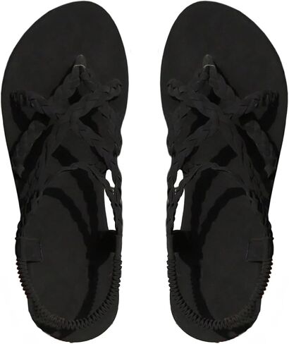 RoseSeek Women's Braided Sandals Criss Cross Thong Sandals Ankle Strap Vacation Beach Slide Shoes in Kuwait