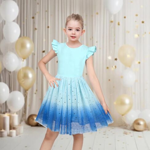 Sunny Fashion Girls Dress Pink Sequin Wedding Hi-Low Tulle Skirt Tutu Flutter Sleeve in Kuwait