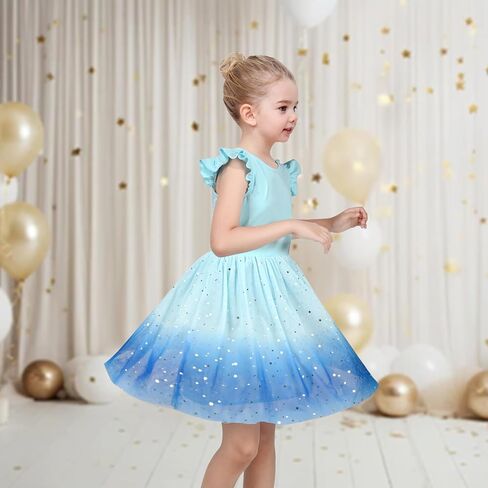 Sunny Fashion Girls Dress Pink Sequin Wedding Hi-Low Tulle Skirt Tutu Flutter Sleeve in Kuwait