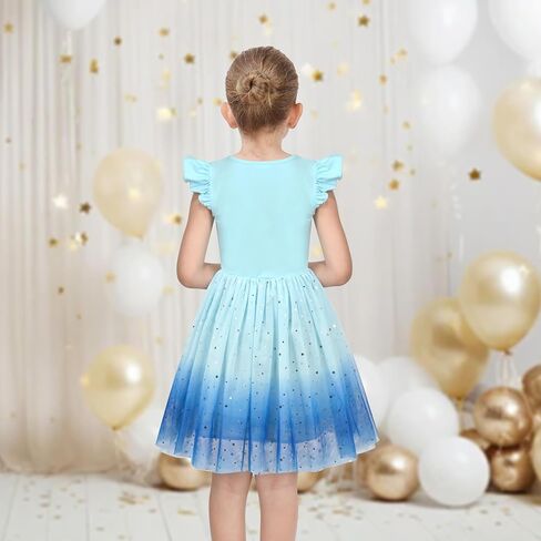 Sunny Fashion Girls Dress Pink Sequin Wedding Hi-Low Tulle Skirt Tutu Flutter Sleeve in Kuwait