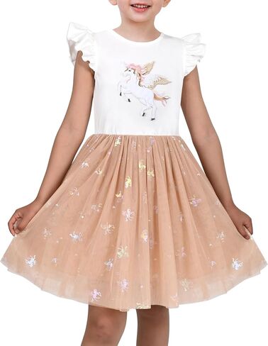 Sunny Fashion Girls Dress Pink Sequin Wedding Hi-Low Tulle Skirt Tutu Flutter Sleeve in Kuwait