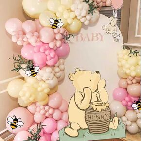 131PCS Pink Winnie Baby Shower Birthday Decorations for Girl Large Winnie Cutouts Stand Up, Pooh Balloons Arch & Bee Stickers for Gender Reveal, First Birthday, Photo Props & Newborn Party in Saudi Arabia