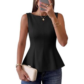 IWD Women's Sleeveless Peplum Top 2026 Business Casual Slim Fit Boat Neck Tank Top Summer Dressy Going Out Outfit in Saudi Arabia