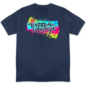 Baseball Lifestyle 101 Graffiti Crown Youth Tee - Navy, Youth Sizes S-XL in Saudi Arabia