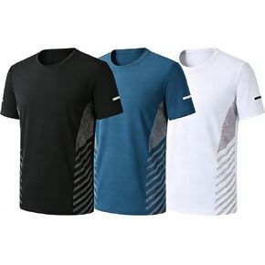 Running Shirts for Men, 3 Pack Dry Fit Athletic T-Shirts, Breathable Quick Wicking Workout Tops in Saudi Arabia