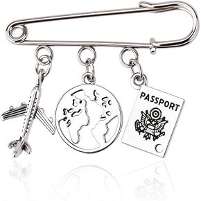 Travel Safety Pin Brooch for Traveller Pilot Adventurer Passport Airplane Pendant Lapel Pins Flight Accessories Stuff Earth Charm Brooch Bag Purse Pin for Travel Lovers Flight Attendant Gift in Saudi Arabia