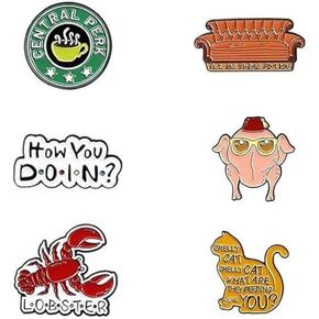 Enamel Pins Set of 6,Friends TV Show Brooch Pins,Friends TV Show Enamel Pin,Cute Enamel Pin for Backpacks Sweater Hats Bags Jackets Decoration in Saudi Arabia