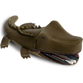 Crocodile-Shaped Pencil Pouch, Alligator-Shaped Coin Purse, Small Charger Cable Holder, Change Bag, Scissors Case, Purses & Pouches for Cash, Travel Zippered (Dark Jade) in Kuwait