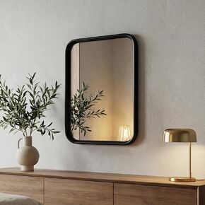 Rounded Rectangle Wall Mirror, Metal Frame Decorative Mirror for Wall, Minimalist Modern Accent Mirror for Bathroom Bedroom Entryway (12 x 16 Inch) in Saudi Arabia