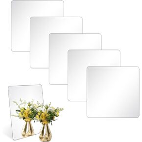 6 Pack Self Adhesive Acrylic Mirror, 8 x 8 Inch Flexible Frameless Square Shatterproof Peel and Stick on Mirror Stickers, Mirror Sheets for Wall Mirror for Door Home Bedroom Bathroom Decor in Saudi Arabia