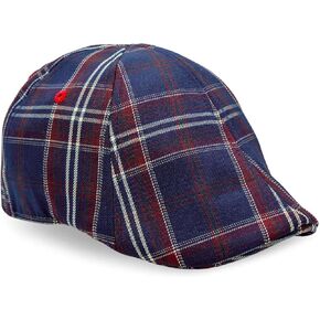 The Original Boston Scally Cap - The Brave Newsboy Flat Cap - 6 Panel Cotton Fitted Hat for Men - Navy Plaid in Saudi Arabia