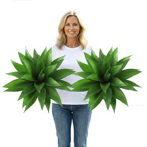Artificial Agave Plants-Set of 2 Large Fake Agave for Outdoors,18Inch,Faux Aesthetic Plants for Home Decor, Realistic UV Resistant Fake Agave Plants Without Pot in Saudi Arabia