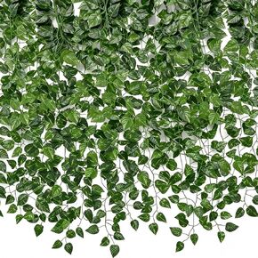 CQURE 120 Pack 840Ft Artificial Ivy Garland, Fake Vines UV Resistant Greenery Leaves Fake Plants Hanging Aesthetic Vines for Home Garden Wall Room Decor in Saudi Arabia
