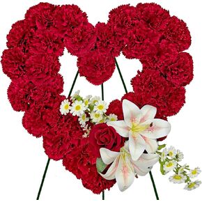 Cemetery Wreaths for Christmas - Ebullient Standing Heart, Grave Wreath with 30 Inch Easel Stand,Memorial Floral-Red Poinsettia and Lily in Saudi Arabia