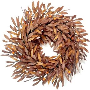 Fall Wreath for Front Door, 24 Inch Artificial Olive Wreath | Olive Branches & Berries, Rustic Farmhouse Autumn Decor for Indoor Outdoor Porch Entryway in Saudi Arabia